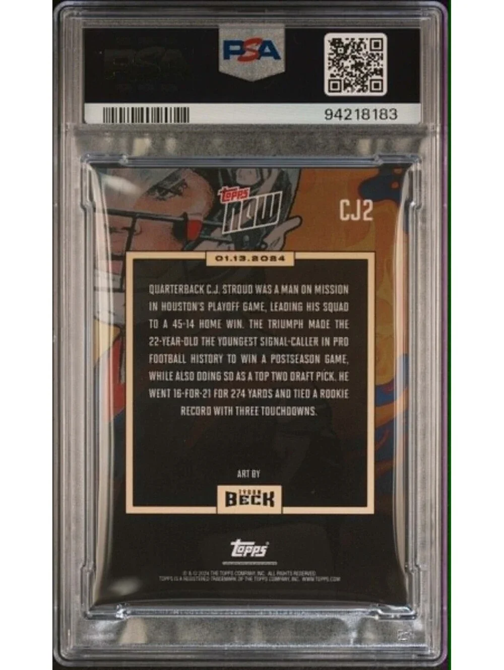 2023 Topps Now x Tyson Beck #CJ2 CJ Stroud RC Rookie Texans PSA 10